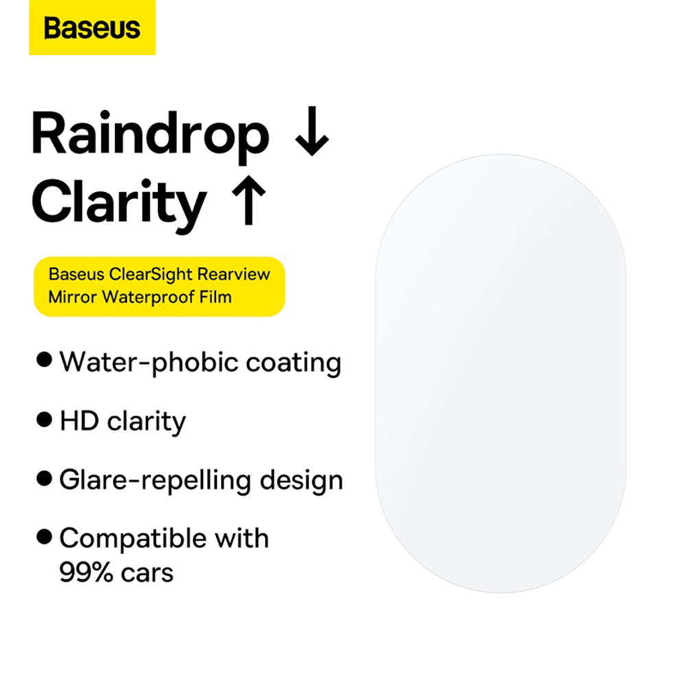 Baseus ClearSight Anti-Regn Speilfolie, 136mm x 96mm, Plast, Sett med 2 stykker C11853200201-00