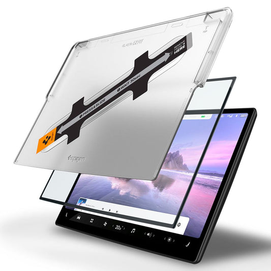Spigen GlastR EZ FIT beskyttelsesfilm for Tesla X / S navigasjon (2022 - 2021), Herdet glass, Svart AGL04688