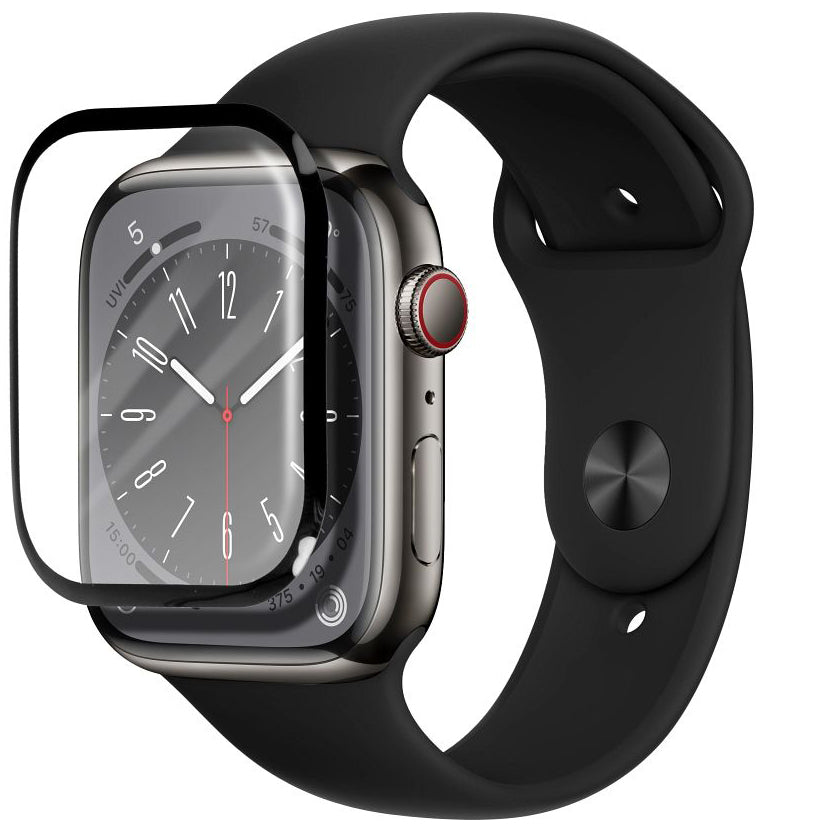 Bestsuit beskyttelsesfilm for Apple Watch 9/8 45mm-serien, fleksibelt glass, svart