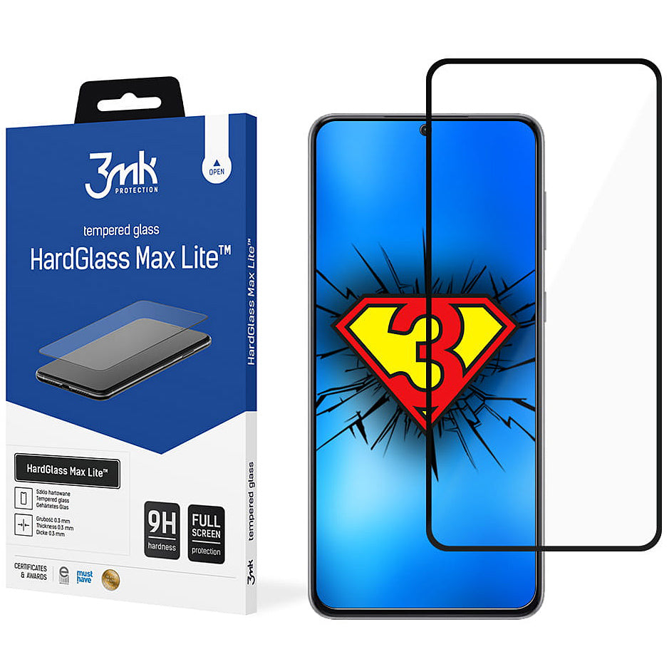 Skjermbeskytter 3MK HardGlass Max Lite for Samsung Galaxy S21+ 5G G996, Herdet glass, Full lim, Svart