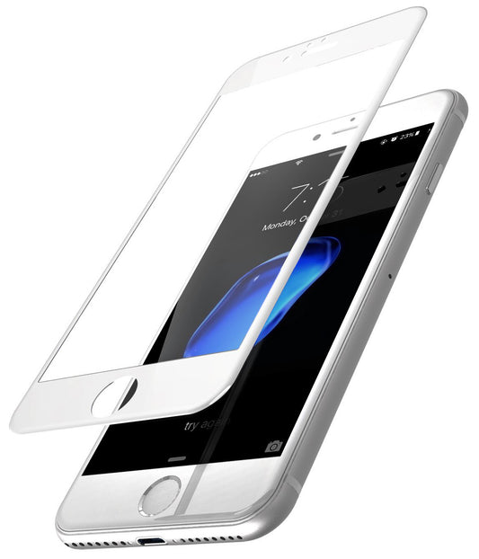 OEM skjermbeskytter for Apple iPhone SE (2022) / SE (2020) / 8, glass, herdet, full lim, 5D, hvit