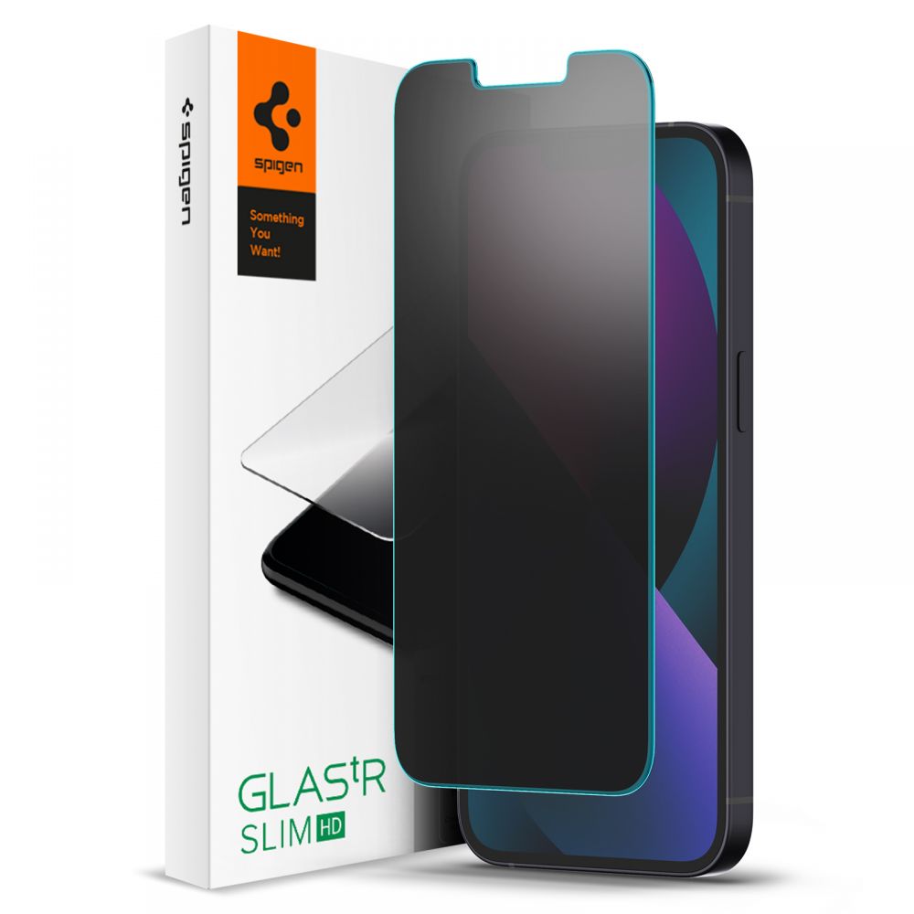 Beskyttelsesfilm Privacy Screen Spigen GlastR Slim for Apple iPhone 17e / 16e / 14 / 13 Pro, Herdet Glass, Full Lim AGL03393