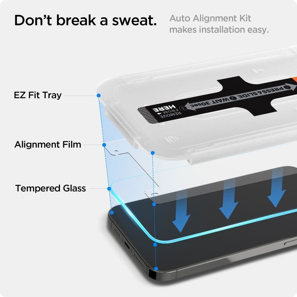 Skjermbeskyttelsesfilm Spigen GlastR EZ FIT HD for Apple iPhone 17e / 16e / 14 / 13 Pro, Herdet glass, Full lim AGL03724