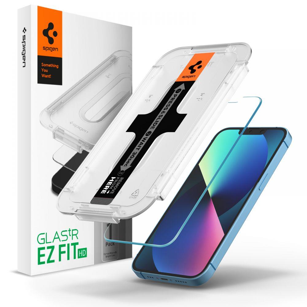 Skjermbeskyttelsesfilm Spigen GlastR EZ FIT HD for Apple iPhone 17e / 16e / 14 / 13 Pro, Herdet glass, Full lim AGL03724