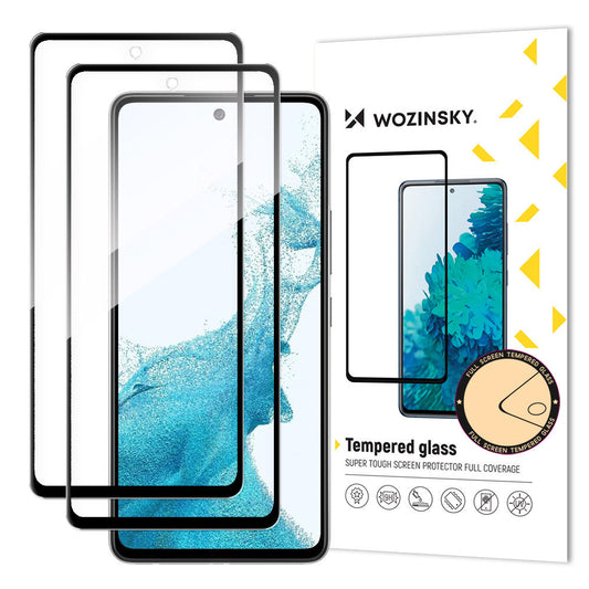 WZK Skjermbeskytter for Samsung Galaxy A53 5G A536, glass, full lim, sett med 2 deler, svart