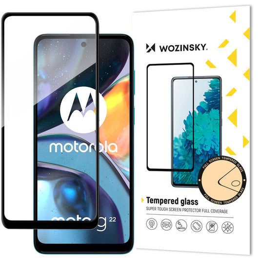 WZK Skjermbeskytter for Motorola Moto G22, glass, full lim, svart