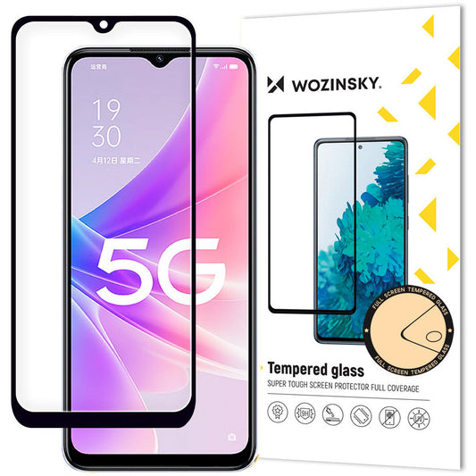 WZK Skjermbeskytter for Oppo A57 4G / A77 4G / A57s / A57e, Glass, Full Lim, Case Friendly, Svart