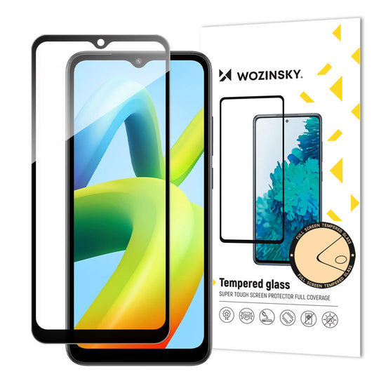 WZK Skjermbeskytter for Xiaomi Redmi A2+ / A2 / A1+ / A1, glassbeskyttet, full lim, svart