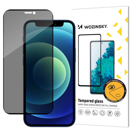 WZK AntiSpy skjermbeskytter for personvern for Apple iPhone 12 / 12 Pro, glass, full lim