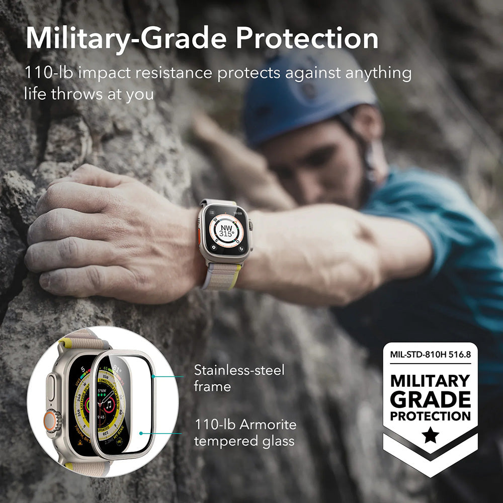 ESR Armorite beskyttelsesfilm for Apple Watch Ultra Series, Sett med 2 stykker, Herdet glass, Bronse
