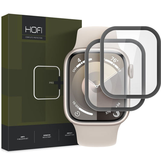 HOFI Hybrid PRO+ beskyttelsesfilm for Apple Watch 41mm-serien, sett med 2 deler, plast, svart