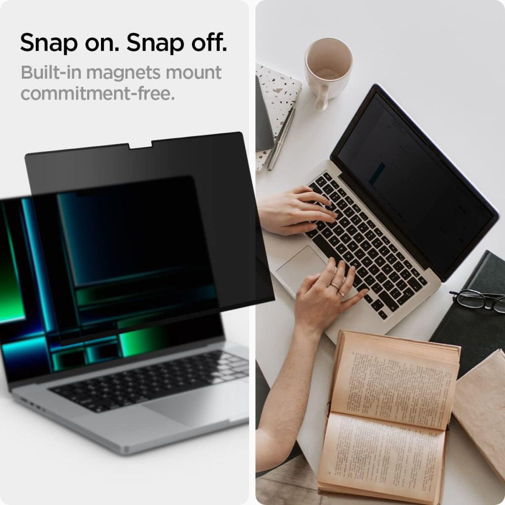 Skjermbeskyttelsesfolie Privacy Spigen Safe View Magnetic for Apple MacBook Pro 14inch (2022) / (2024) / (2023) / (2021), Plast AFL06158