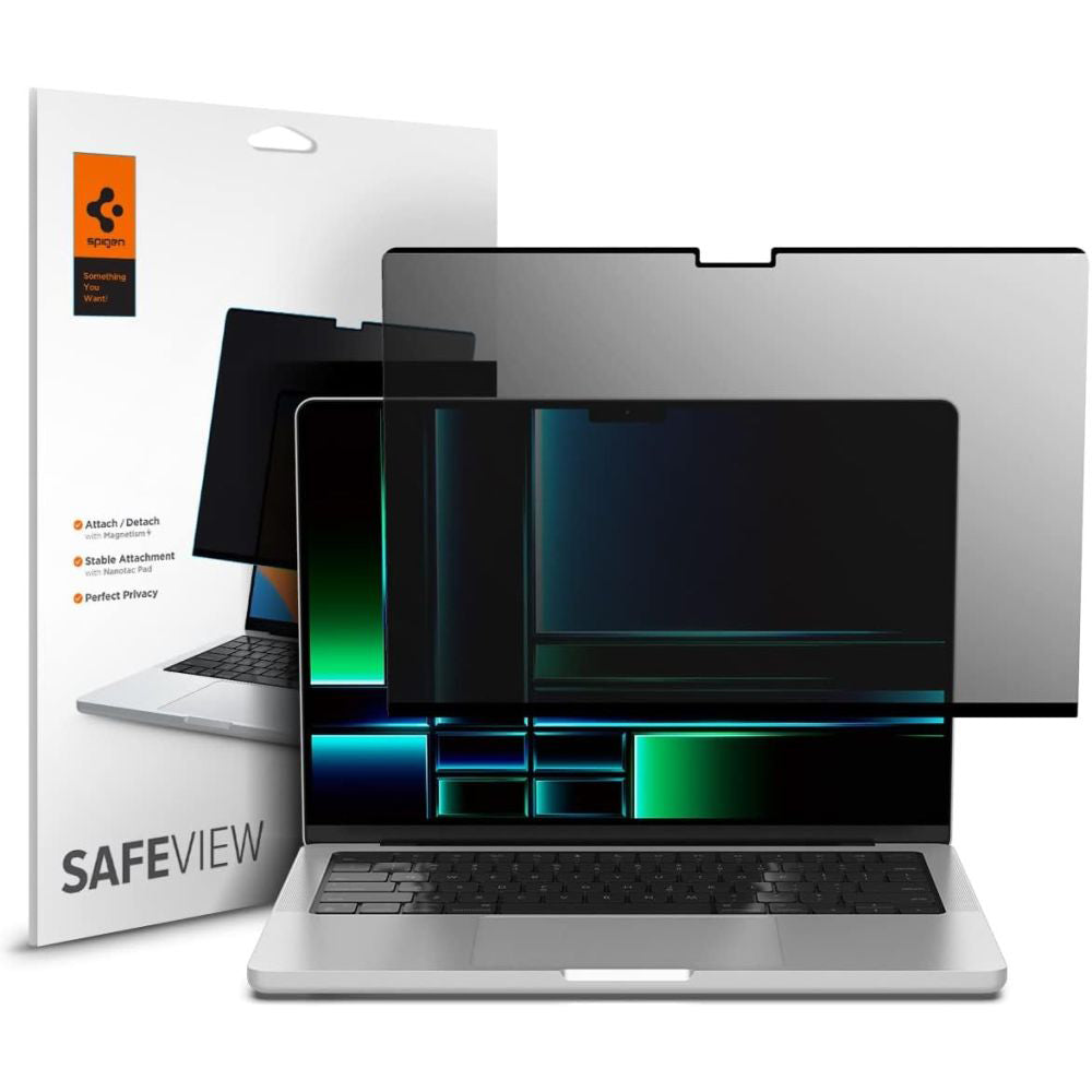 Skjermbeskyttelsesfolie Privacy Spigen Safe View Magnetic for Apple MacBook Pro 14inch (2022) / (2024) / (2023) / (2021), Plast AFL06158