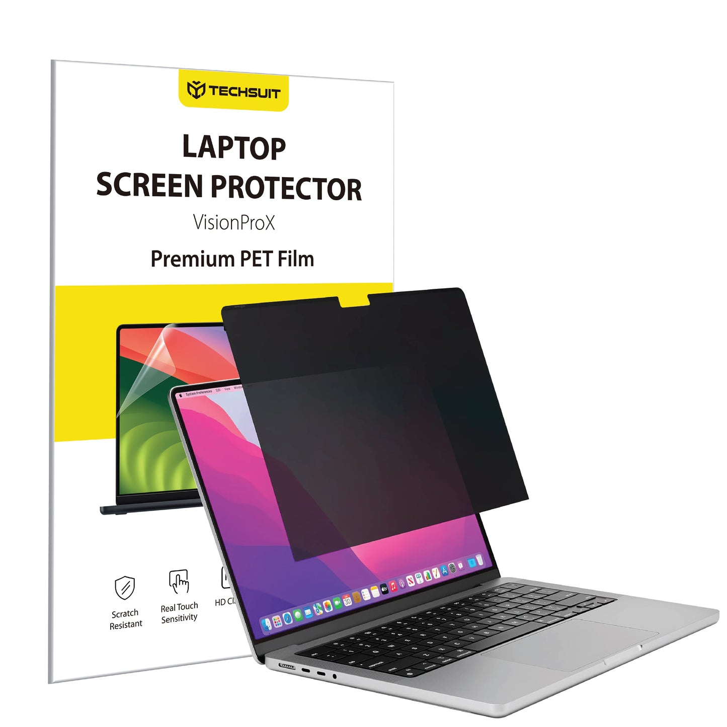 Skjermbeskyttelsesfolie Privacy Techsuit VisionProX for Apple MacBook Pro 13inch (2022) / (2020) / (2019) / (2018) / (2016), Plast