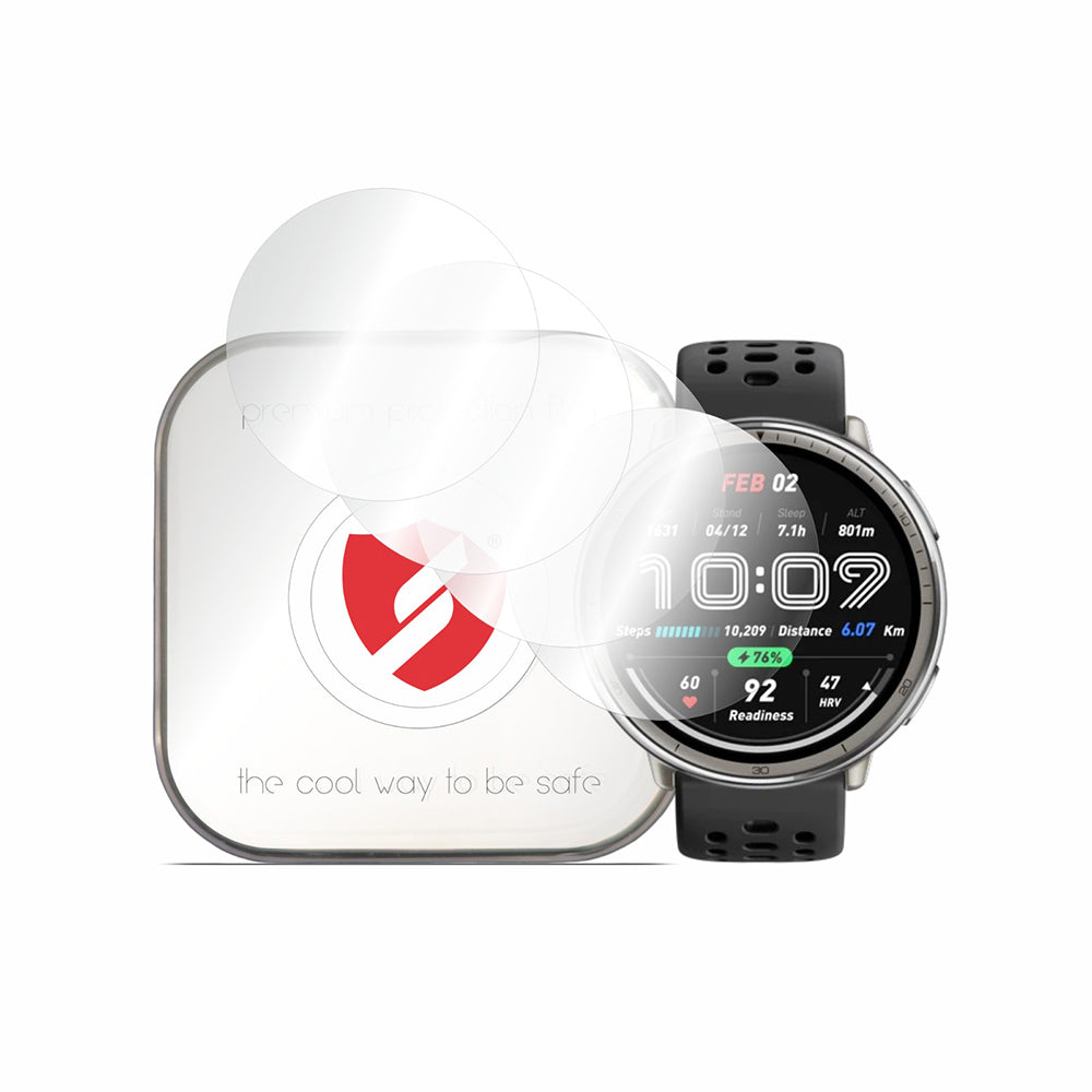 Smart Protection Premium Classic beskyttelsesfilm for Amazfit Active 2 (rund), sett med 4 stk, plast