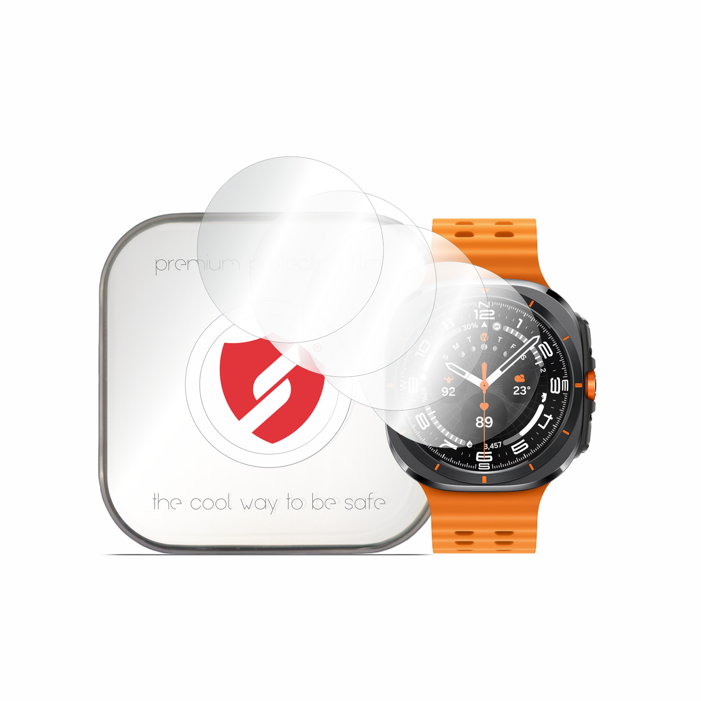 Smart Protection Premium Classic beskyttelsesfilm for Samsung Galaxy Watch Ultra, sett med 4 stk, plast