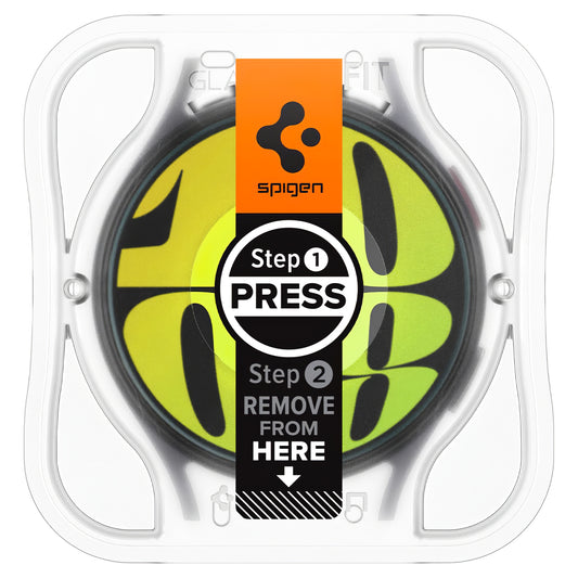 Spigen GlastR EZ FIT beskyttelsesfilm for Samsung Galaxy Watch7 / Watch6 / Watch5 / Watch4 44mm Series, Sett med 2 stykker, Herdet glass AGL08493