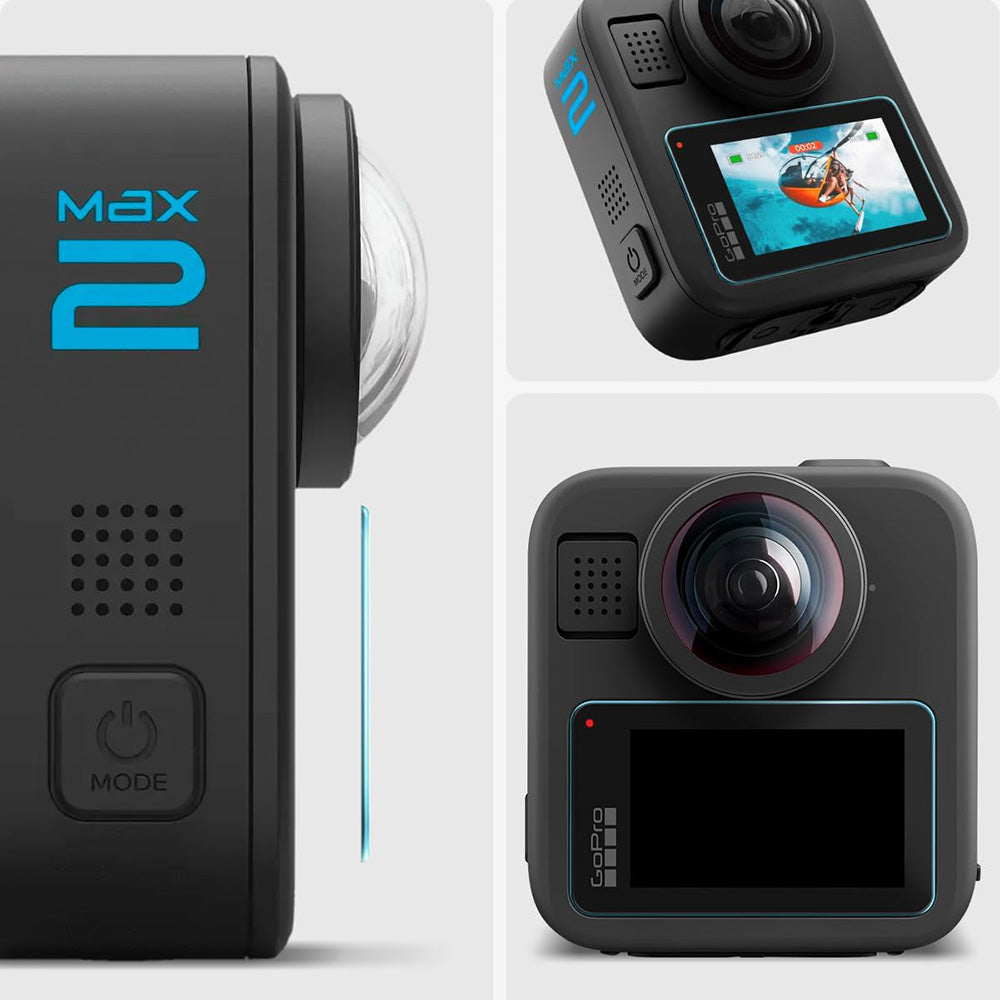 Skjermbeskyttelsesfolie Spigen GlastR Slim for GoPro Max 2, Sett med 2 stykker, Herdet glass AGL11230