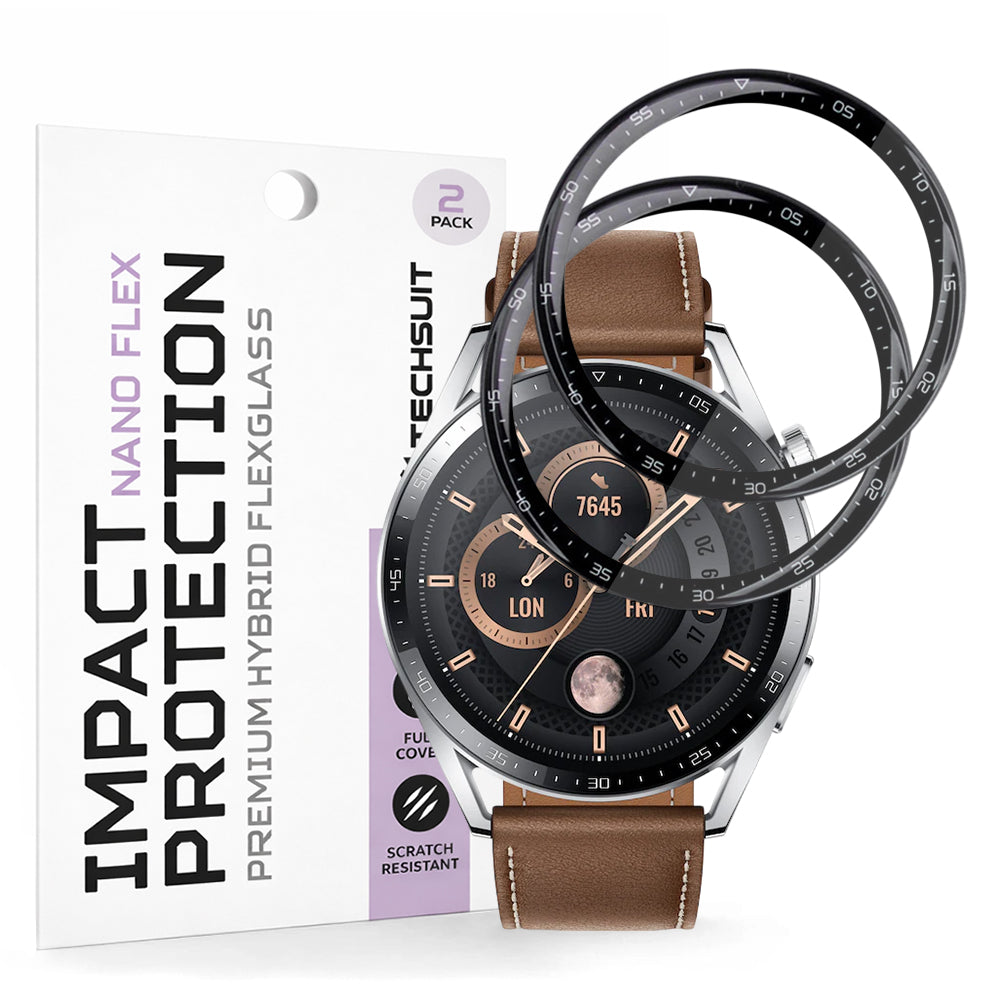 Techsuit Nano Flex beskyttelsesfilm for Huawei Watch GT 3 46mm, Sett med 2 stykker, Plast, Svart