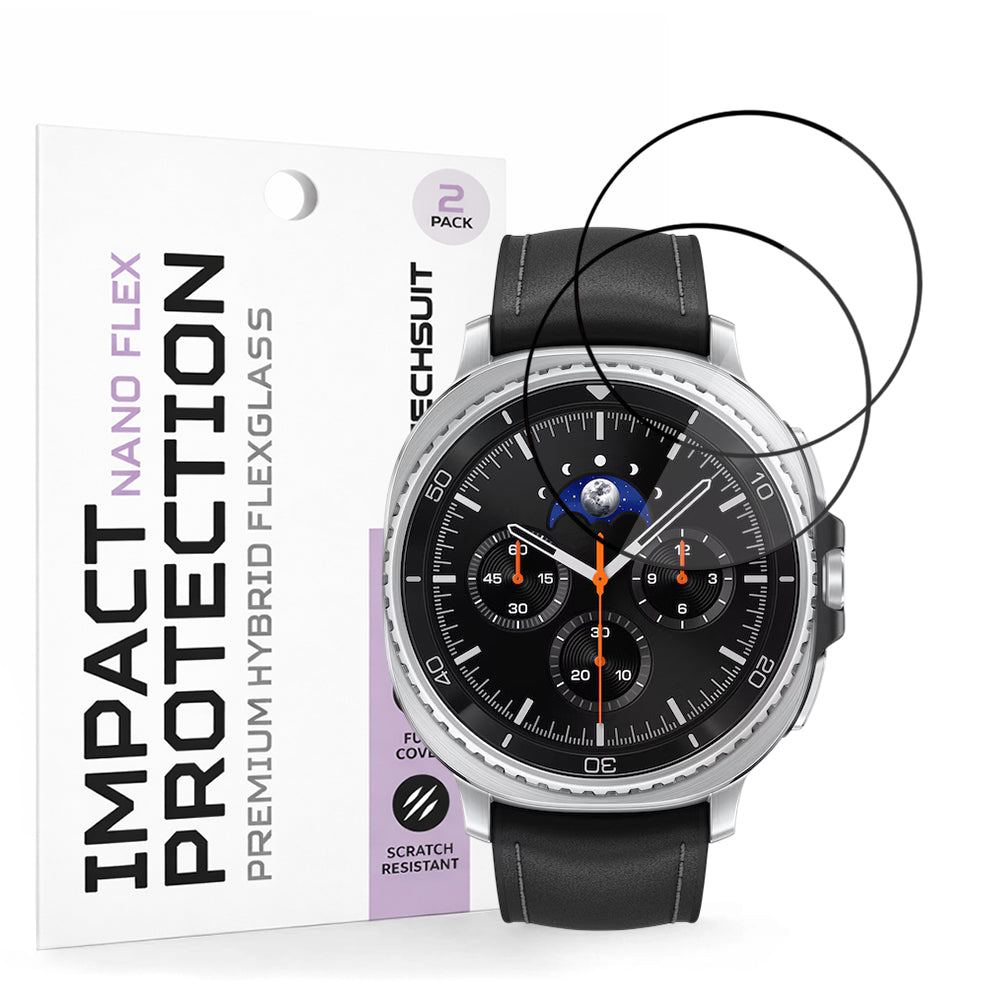 Techsuit Nano Flex beskyttelsesfilm for Samsung Galaxy Watch8 Classic, Sett med 2 stykker, Plast, Svart