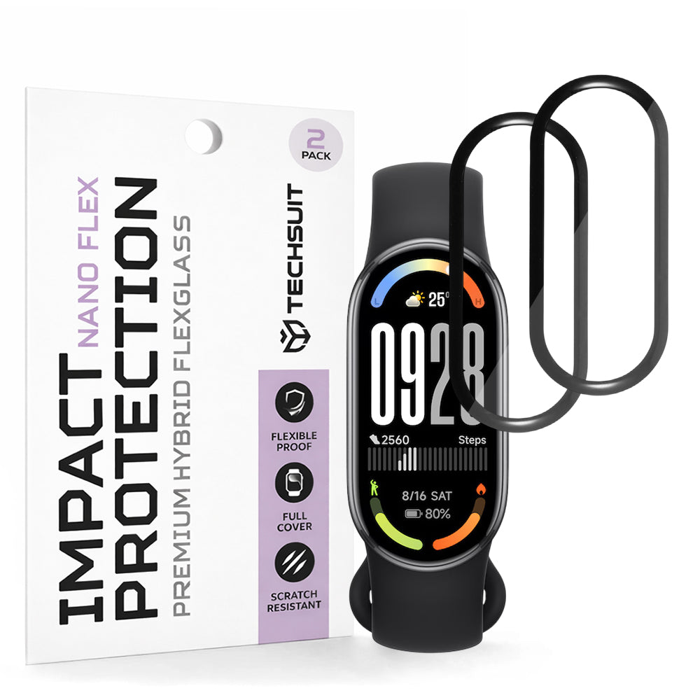 Beskyttelsesfolie Techsuit Nano Flex for Xiaomi Smart Band 10, Sett med 2 stykker, Plast, Svart