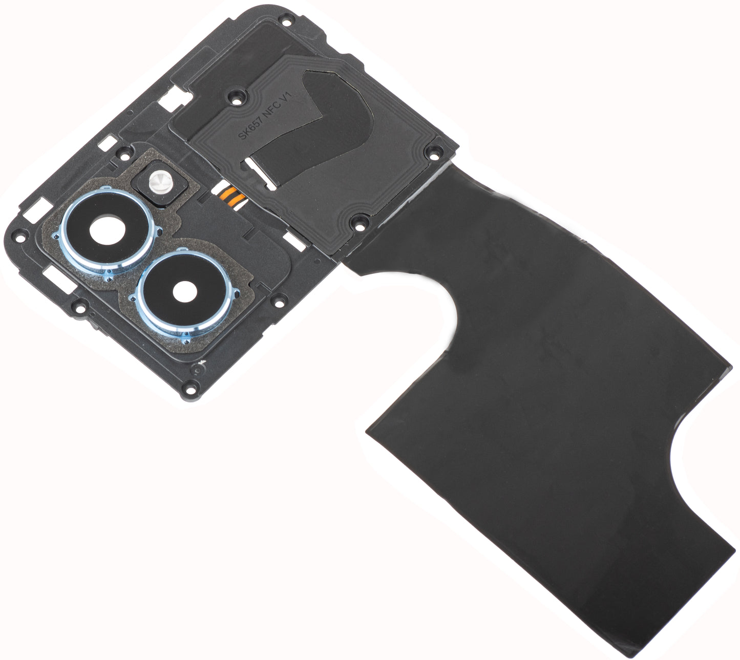 Bakre kameraglass - Blitz - Indre ramme - NFC-antenne HMD Pulse Pro, med ramme, Sølv, Service Pack 286954396