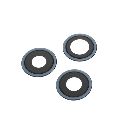 Apple iPhone 12 Pro Max bakre kameraglass, Wide + UltraWide + Tele, med ramme, blå