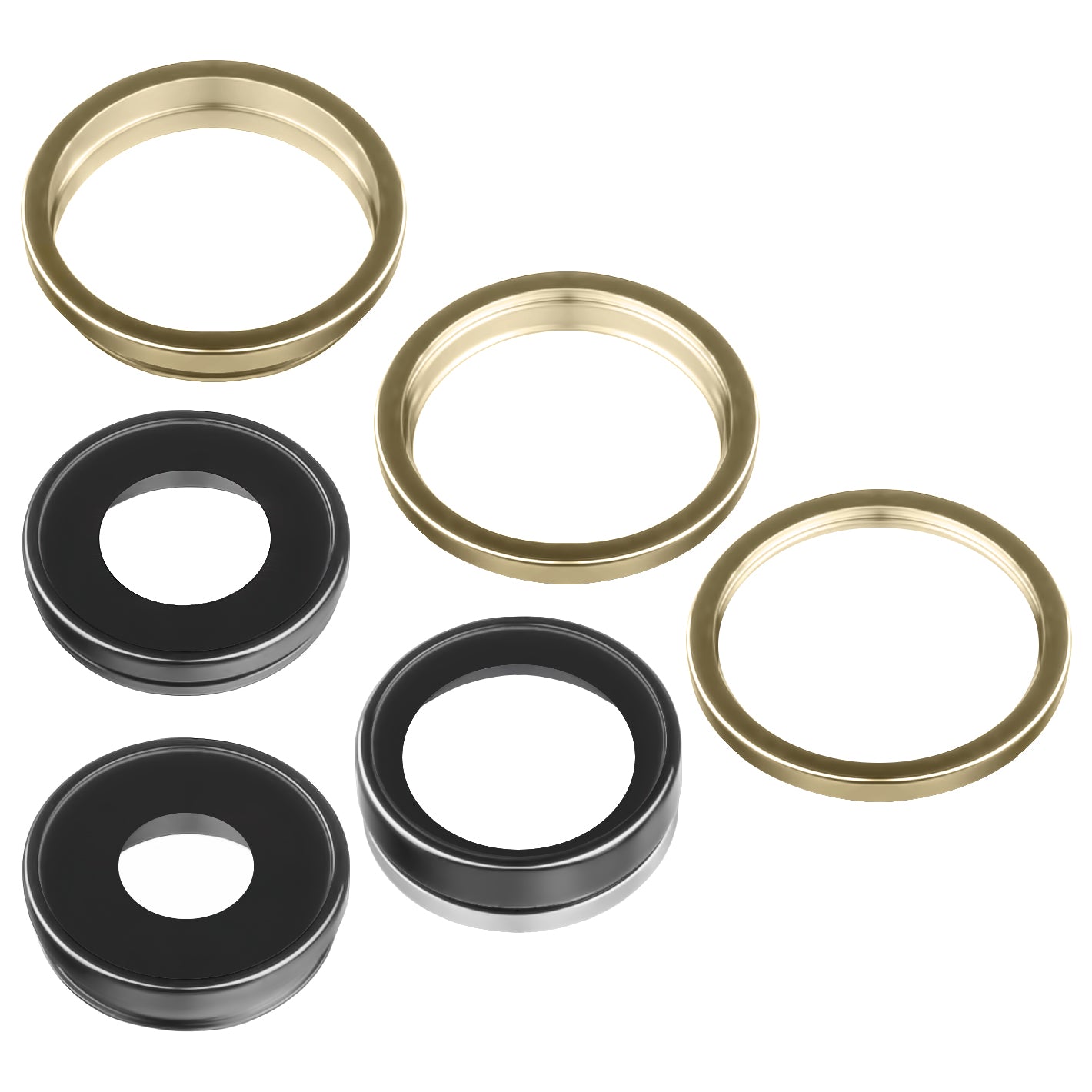 Bakre kameraglass Apple iPhone 13 Pro Max / 13 Pro, Wide + UltraWide + Telephoto, med ramme, Gull