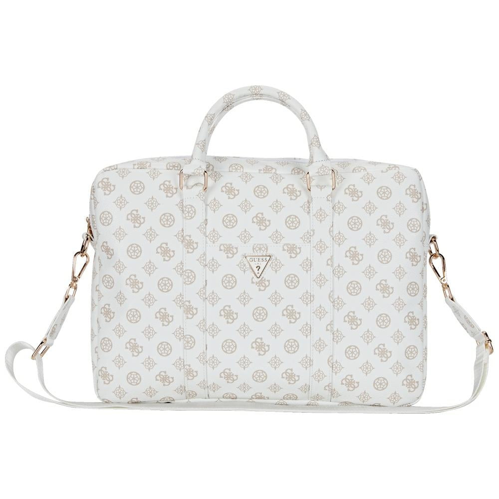 Guess Peony Triangle Logo-veske for 16-tommers laptop, hvit