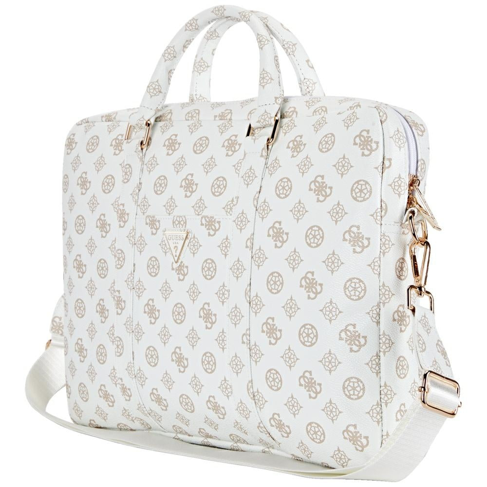 Guess Peony Triangle Logo-veske for 16-tommers laptop, hvit