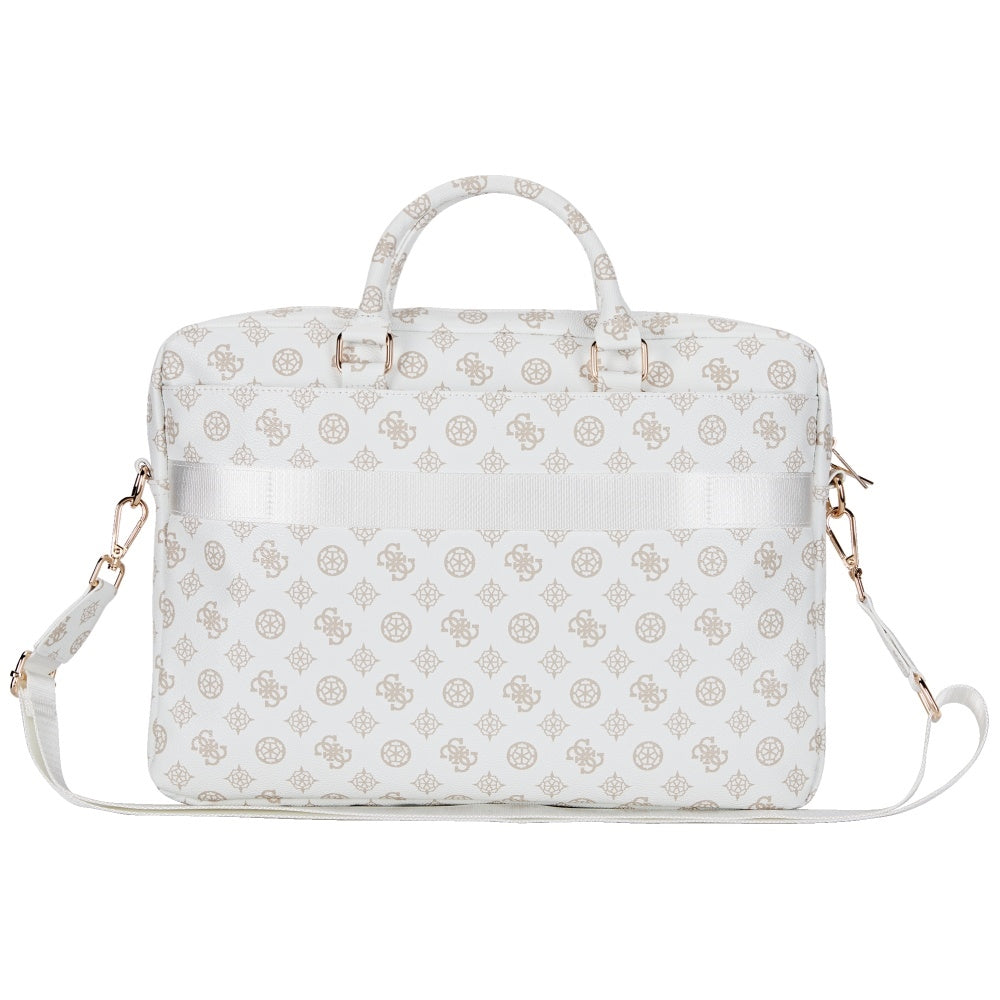 Guess Peony Triangle Logo-veske for 16-tommers laptop, hvit