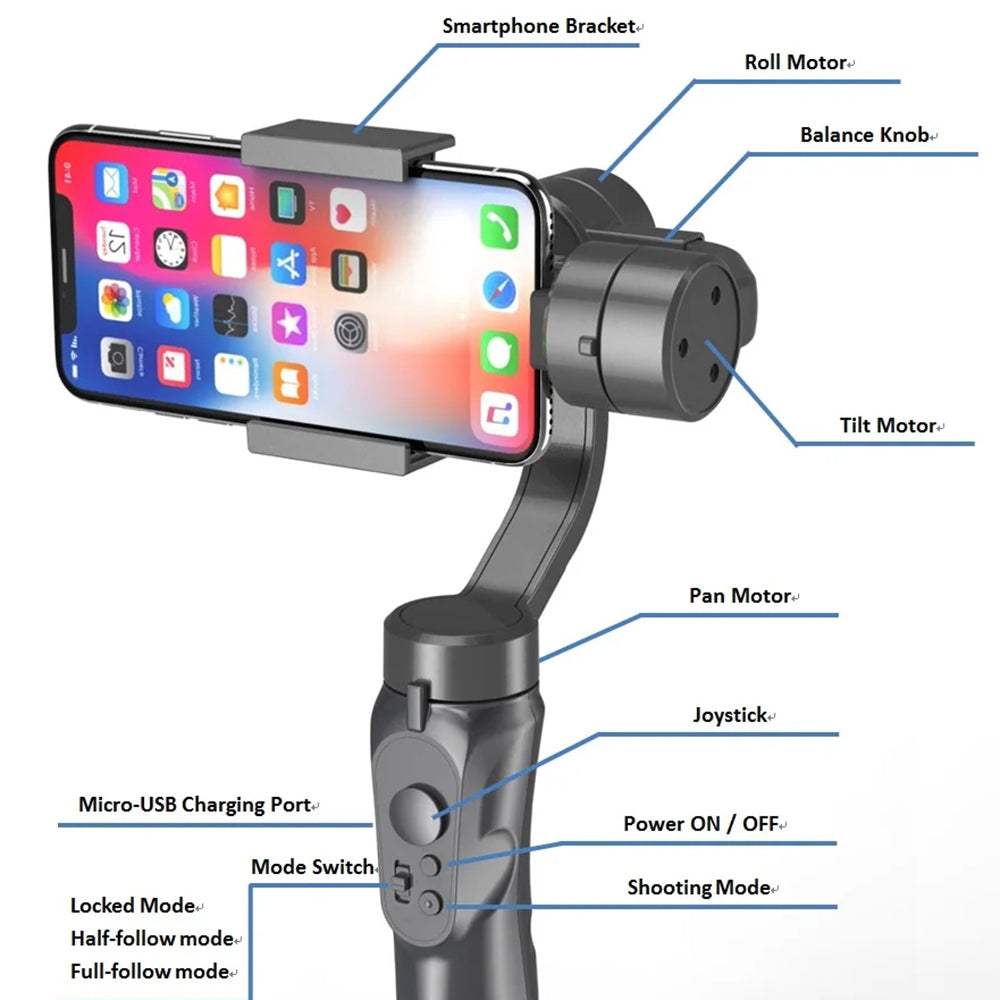 Gimbal Stabilisator Techsuit H4, Svart