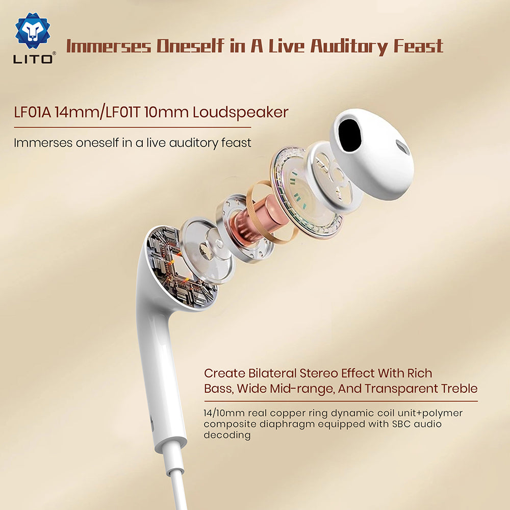 Handsfree 3.5mm Lito LF01A, Hvit
