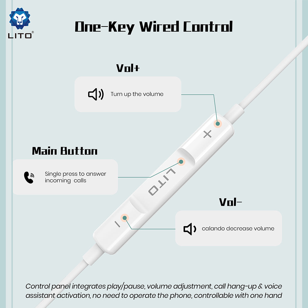 Handsfree 3.5mm Lito LF01A, Hvit
