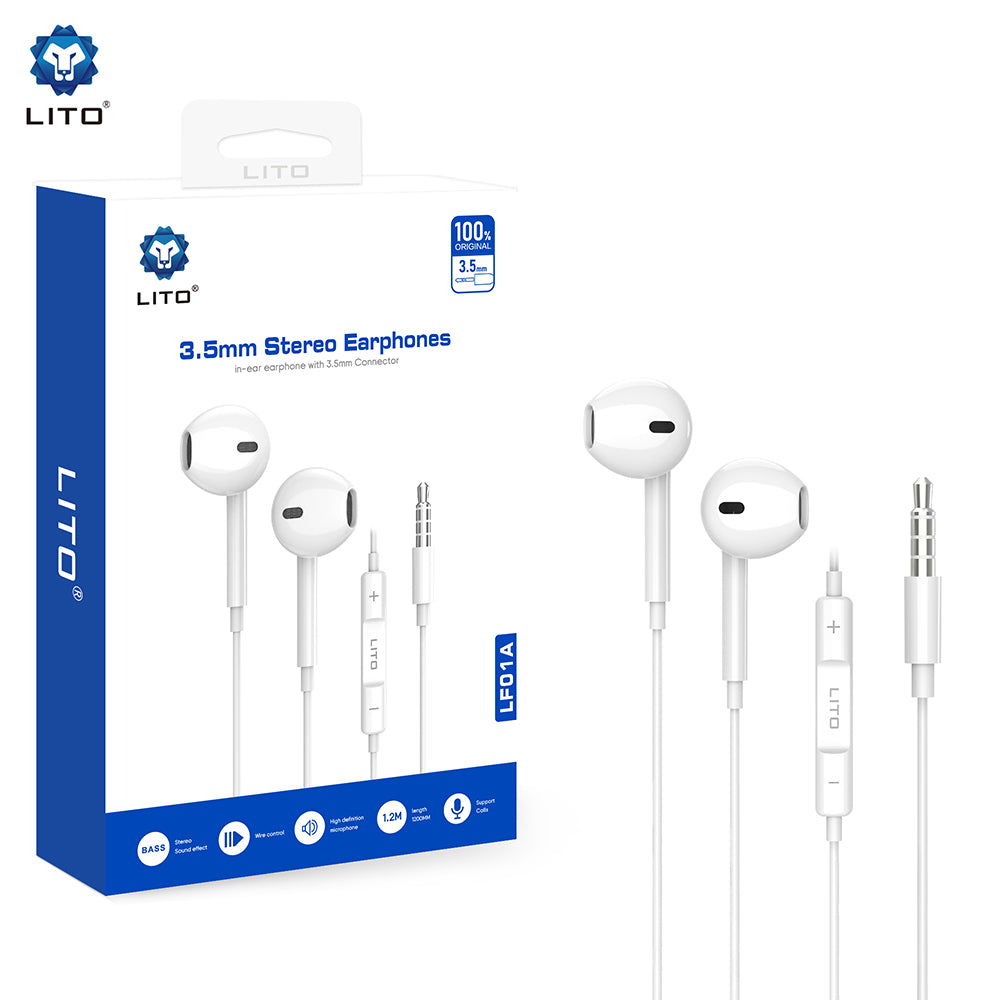 Handsfree 3.5mm Lito LF01A, Hvit