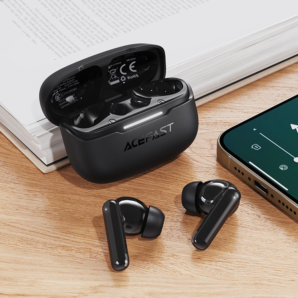 Handsfree Bluetooth Acefast W5, TWS, ANC, Svart