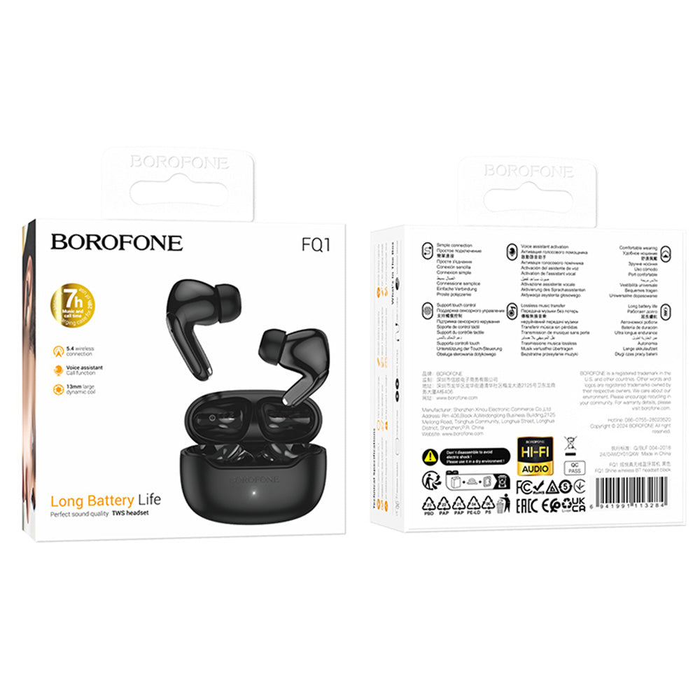 Handsfree Bluetooth Borofone FQ1 Shine, TWS, Svart