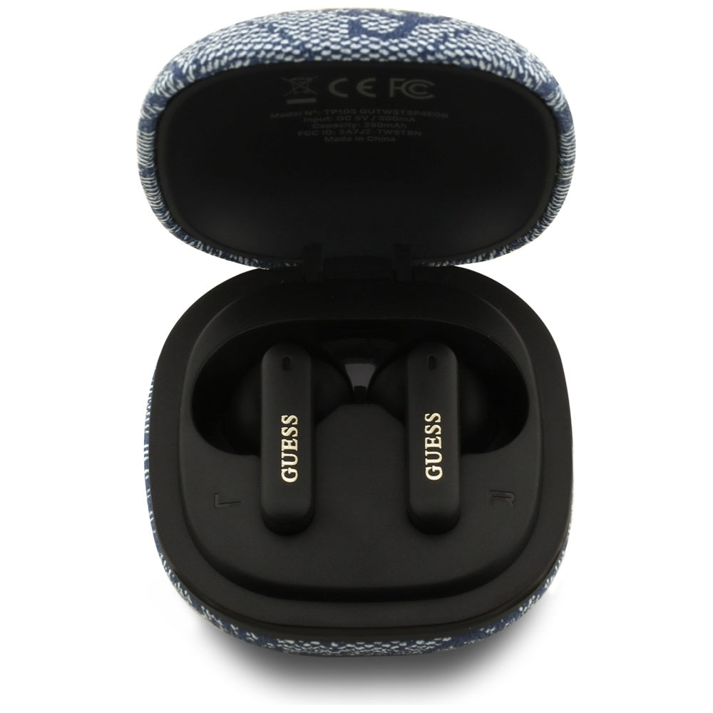 Handsfree Bluetooth Guess 4G Classic Metal Logo, TWS, Blå