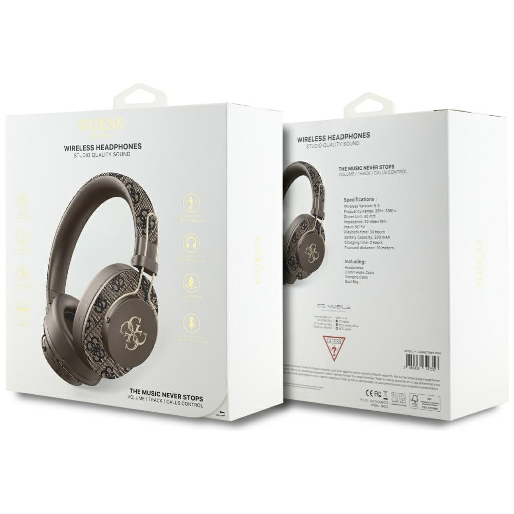 Handsfree Bluetooth Guess 4G Metal Logo, A2DP, Brun