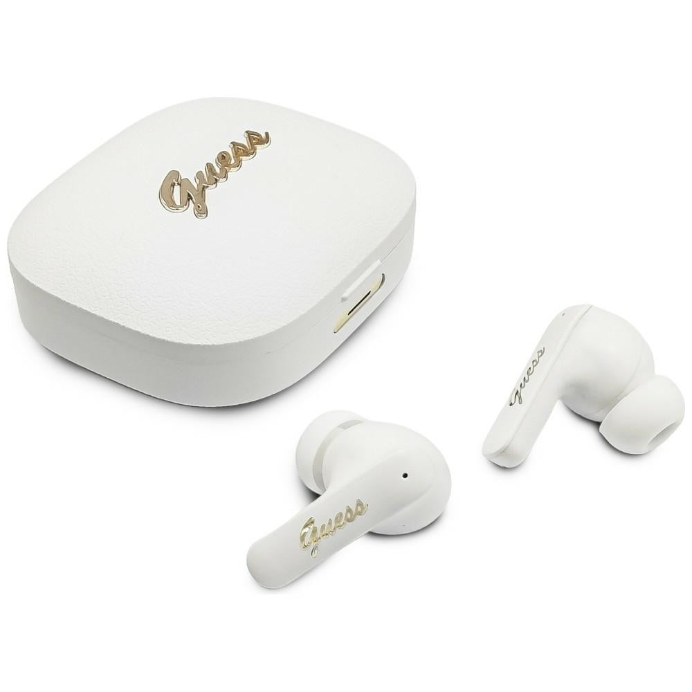 Handsfree Bluetooth Guess Script Metal Logo, TWS, Hvit