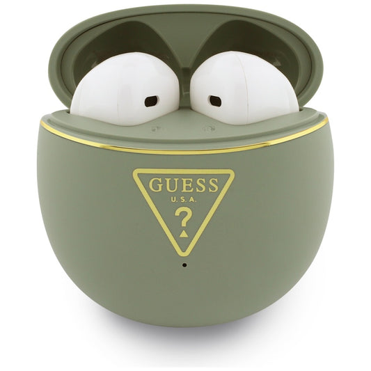 Handsfree Bluetooth Guess Script Print, TWS, Kaki