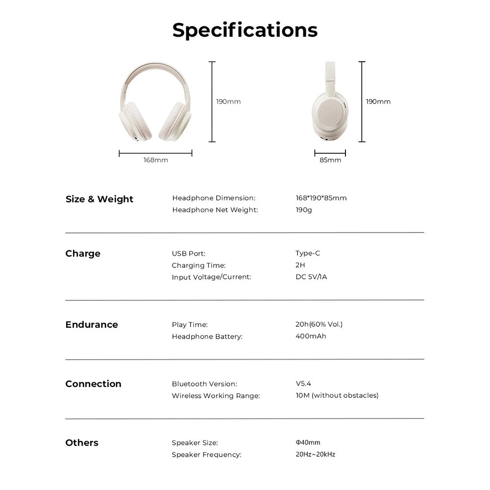 Handsfree Bluetooth HAVIT H619BT, A2DP, Hvit