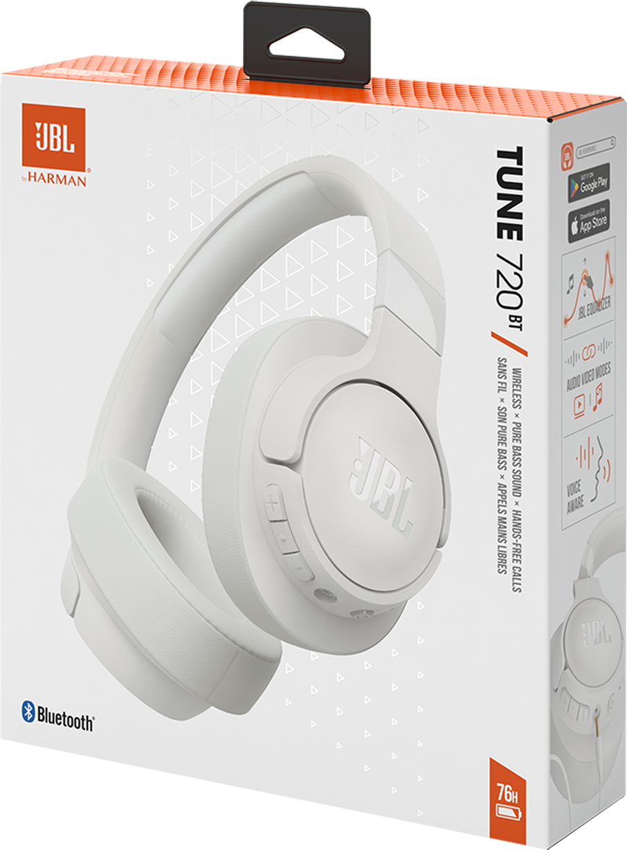Handsfree Bluetooth JBL Tune 720BT, MultiPoint, A2DP, Hvit, Reseglet JBLT720BTWHT