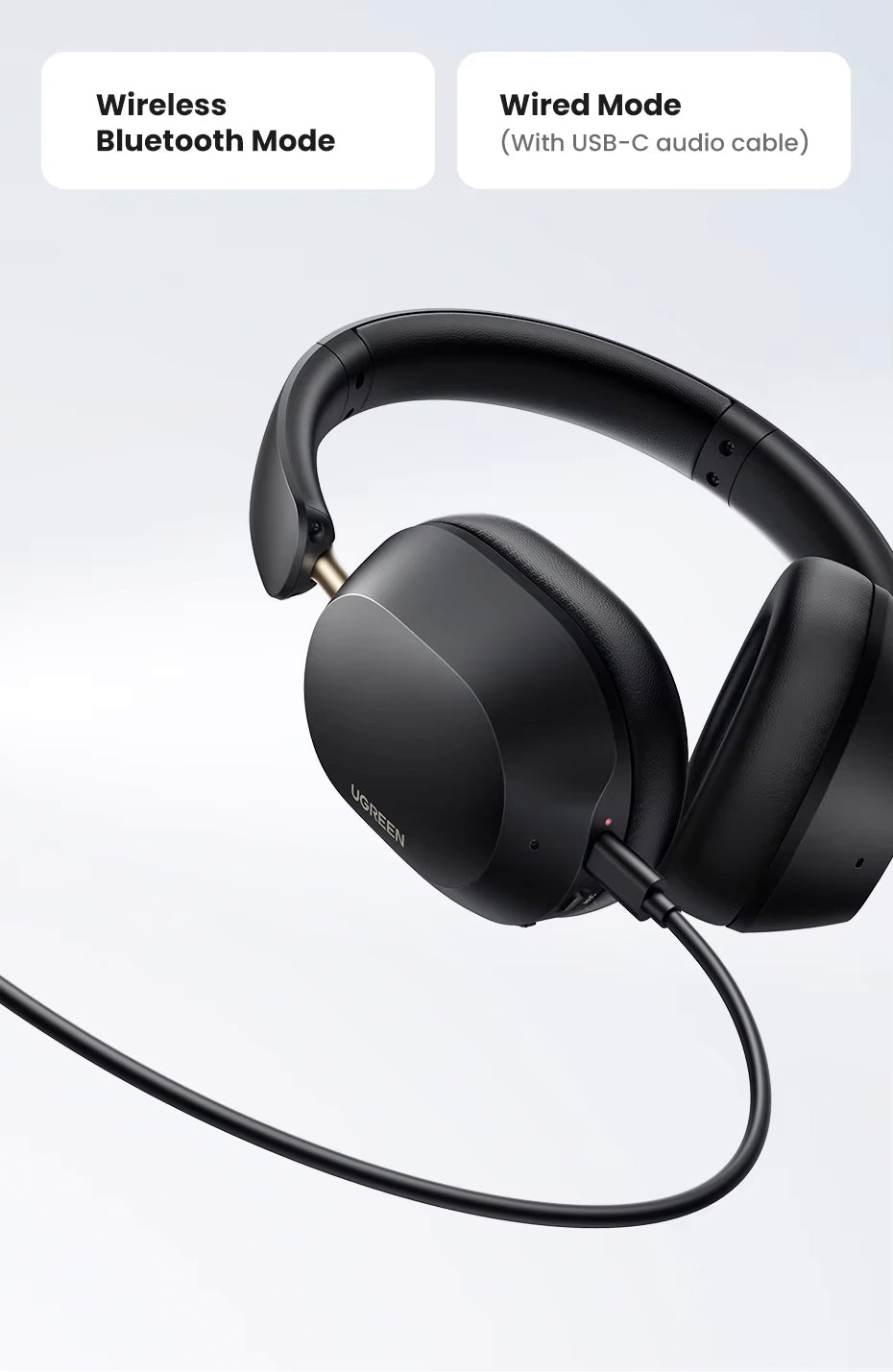 Handsfree Bluetooth UGREEN HiTune Max5C HP203, A2DP, ANC, Svart