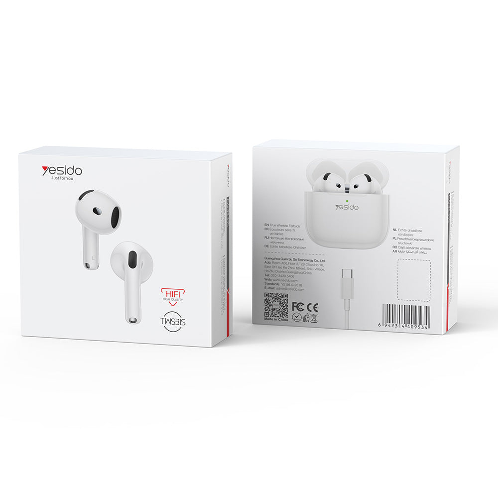 Handsfree Bluetooth Yesido TWS31S, TWS, Hvit