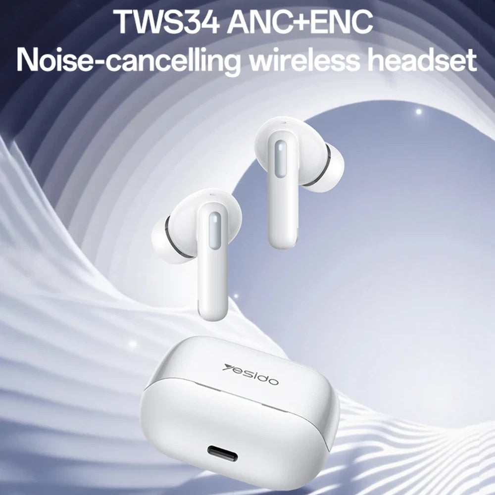 Handsfree Bluetooth Yesido TWS34, TWS, ANC, Hvit