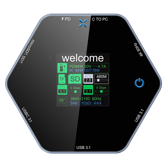 Multifunksjonell hub OEM YC-931, 8i1, Grå