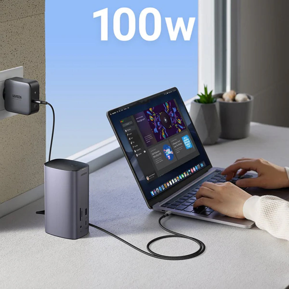 Multifunksjonell UGREEN Pro CM555 Hub, 13in1, Grå