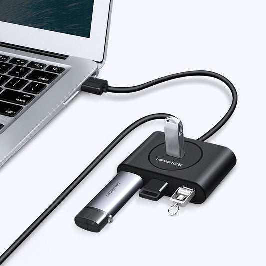 Hub USB UGREEN CR113, 4 x USB-A 3.0, 0,5 m, Svart
