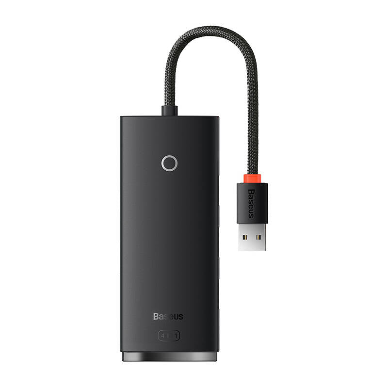 Baseus Lite USB-hub, 4 x USB-A 3.0 - 1 x USB-C, 0,25 m, svart WKQXX030001